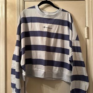 Champion Navy and Cream Striped Pullover